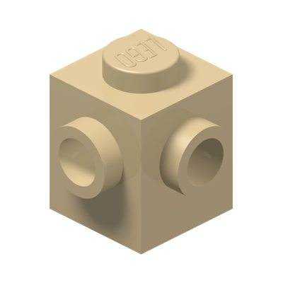 BRICK 1X1, W/ 2 KNOBS, CORNER · Brick Yellow (réf. BrickLink Tan)