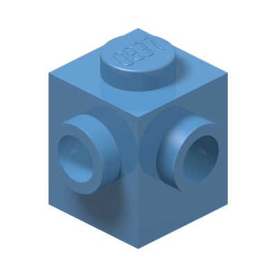 BRICK 1X1, W/ 2 KNOBS, CORNER · Medium Blue (réf. BrickLink Medium Blue)