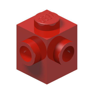 BRICK 1X1, W/ 2 KNOBS, CORNER · Bright Red (réf. BrickLink Red)