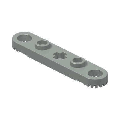 Technic, Plate 1 x 5 with Toothed Ends, 2 Studs and Center Axle Hole · LEGO 4195723 (réf. BrickLink 2711) · Couleur BrickLink : Light Gray