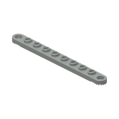 Technic, Plate 1 x 10 with Toothed Ends · LEGO 4225499 (réf. BrickLink 2719) · Couleur BrickLink : Light Gray