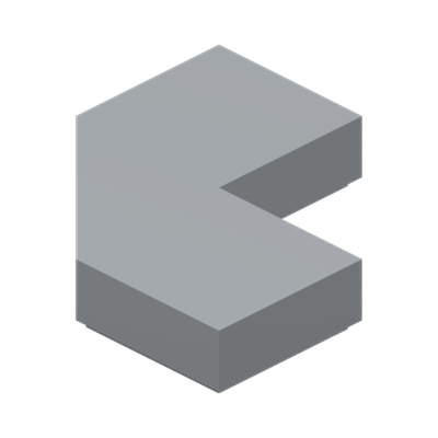 TILE 2X2, DEG. 90, W/ DEG. 45 CUT · Medium Stone Grey (réf. BrickLink Light Bluish Gray)