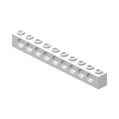 TECHNIC BRICK 1X10 Ø4.9 · LEGO 273001 (réf. BrickLink 2730) · White (réf. BrickLink White)