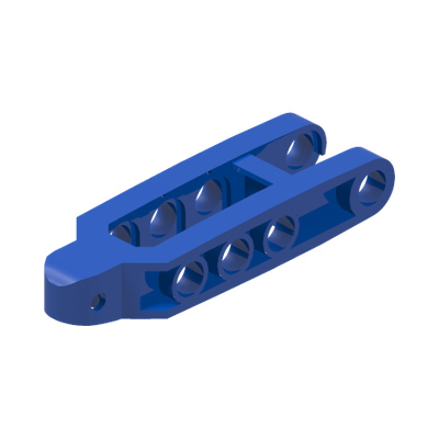 Technic, Steering Arm 6.5 x 2 with Tow Ball Socket Squared, Un-Chamfered · LEGO 273823 (réf. BrickLink 2738) · Bright Blue (réf. BrickLink Blue)