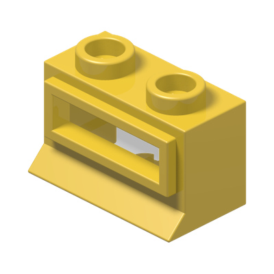 Window 1 x 2 x 1 with Extended Lip with Trans-Clear Glass · Réf. BrickLink 27bc01 · Couleur BrickLink : Yellow