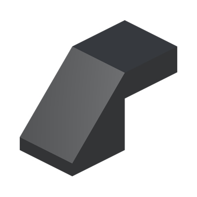 ROOF TILE 1X2, DEG. 45, W/O KNOBS · Black (réf. BrickLink Black)