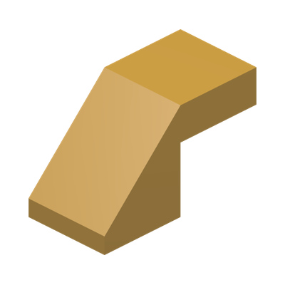 ROOF TILE 1X2, DEG. 45, W/O KNOBS · Warm Gold (réf. BrickLink Pearl Gold)