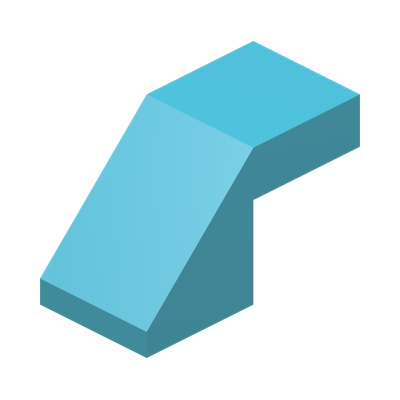 ROOF TILE 1X2, DEG. 45, W/O KNOBS · Medium Azur (réf. BrickLink Medium Azure)