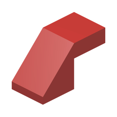 ROOF TILE 1X2, DEG. 45, W/O KNOBS · Bright Red (réf. BrickLink Red)