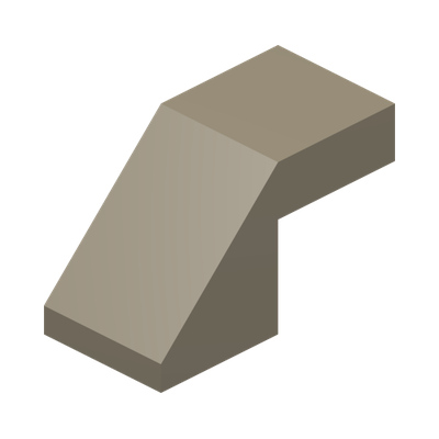 ROOF TILE 1X2, DEG. 45, W/O KNOBS · Sand Yellow (réf. BrickLink Dark Tan)