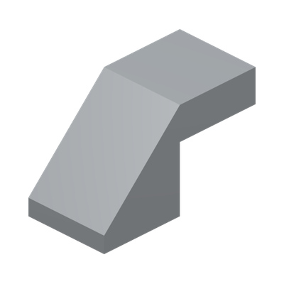 ROOF TILE 1X2, DEG. 45, W/O KNOBS · Medium Stone Grey (réf. BrickLink Light Bluish Gray)