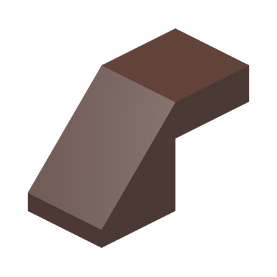 ROOF TILE 1X2, DEG. 45, W/O KNOBS · Reddish Brown (réf. BrickLink Reddish Brown)