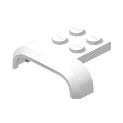 MUDGUARD 3X4, W/ PLATE, NO. 1 · LEGO 6252931 (réf. BrickLink 28326) · White (réf. BrickLink White)