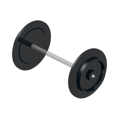 Train Wheel Pair on Chrome Silver Metal Axle with Slots (2879 / bb0837) · Réf. BrickLink 2879c01 · Couleur BrickLink : Black