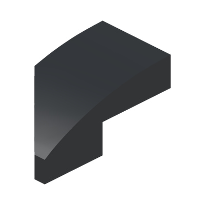 RIGHT PLATE 1X2, W/ BOW, 45 DEG. CUT · Black (réf. BrickLink Black)