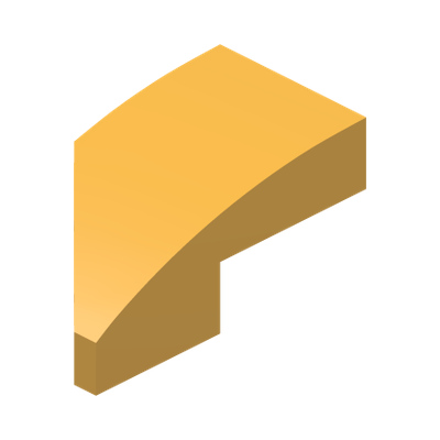 RIGHT PLATE 1X2, W/ BOW, 45 DEG. CUT · Flame Yellowish Orange (réf. BrickLink Bright Light Orange)