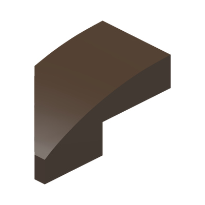 RIGHT PLATE 1X2, W/ BOW, 45 DEG. CUT · Dark Brown (réf. BrickLink Dark Brown)