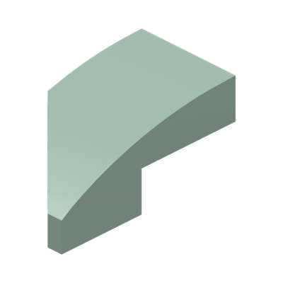 RIGHT PLATE 1X2, W/ BOW, 45 DEG. CUT · Sand Green (réf. BrickLink Sand Green)
