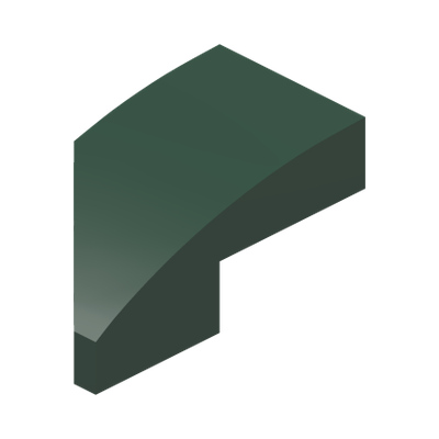 RIGHT PLATE 1X2, W/ BOW, 45 DEG. CUT · Earth Green (réf. BrickLink Dark Green)
