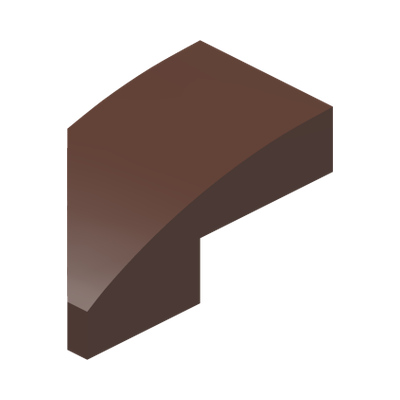 RIGHT PLATE 1X2, W/ BOW, 45 DEG. CUT · Reddish Brown (réf. BrickLink Reddish Brown)