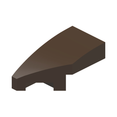 LEFT PLATE 1X2, W/ BOW, 45 DEG. CUT · Dark Brown (réf. BrickLink Dark Brown)