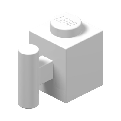 BRICK 1X1 W. HANDLE · LEGO 6170567 (réf. BrickLink 2921) · White (réf. BrickLink White)