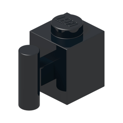 BRICK 1X1 W. HANDLE · Black (réf. BrickLink Black)