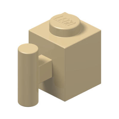 BRICK 1X1 W. HANDLE · Brick Yellow (réf. BrickLink Tan)