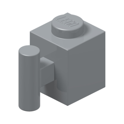 BRICK 1X1 W. HANDLE · Medium Stone Grey (réf. BrickLink Light Bluish Gray)