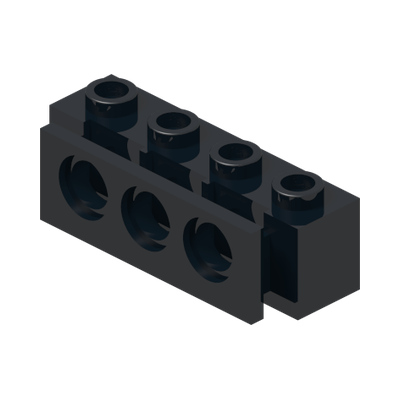 Technic, Brick Modified 1 x 4 with Bumper Holder · LEGO 298926 (réf. BrickLink 2989) · Couleur BrickLink : Black