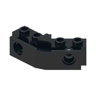 Technic, Brick Modified 1 x 2 - 1 x 2 Angled with Bumper Holder · LEGO 4114238 (réf. BrickLink 2991) · Couleur BrickLink : Black