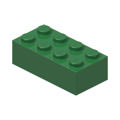 BRICK 2X4 · Dark Green (réf. BrickLink Green)