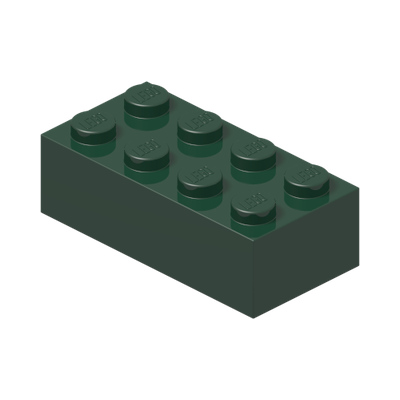 BRICK 2X4 · Earth Green (réf. BrickLink Dark Green)