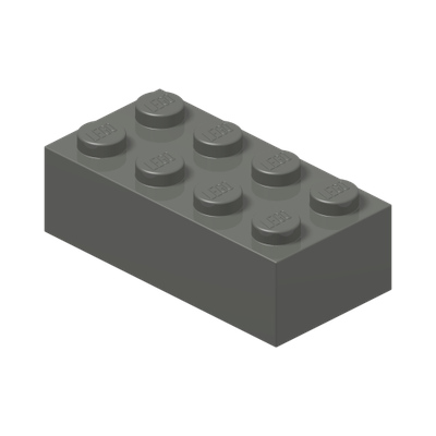 BRICK 2X4 · Dark Stone Grey (réf. BrickLink Dark Bluish Gray)