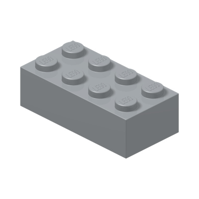 BRICK 2X4 · Medium Stone Grey (réf. BrickLink Light Bluish Gray)