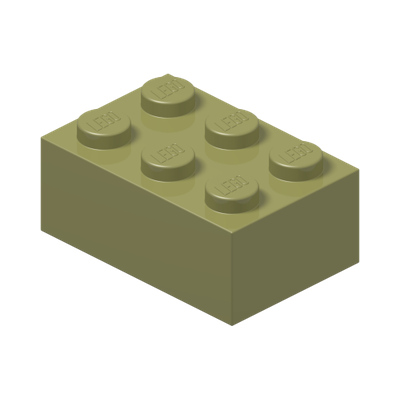 BRICK 2X3 · Olive Green (réf. BrickLink Olive Green)