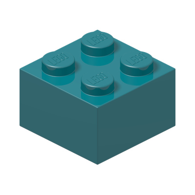 BRICK 2X2 · Bright Bluish Green (réf. BrickLink Dark Turquoise)