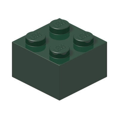 BRICK 2X2 · Earth Green (réf. BrickLink Dark Green)