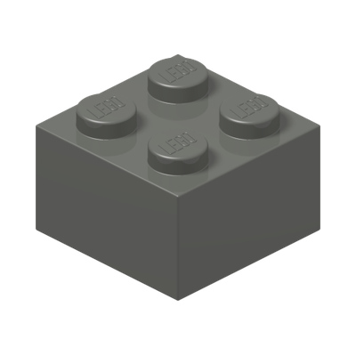 BRICK 2X2 · Dark Stone Grey (réf. BrickLink Dark Bluish Gray)