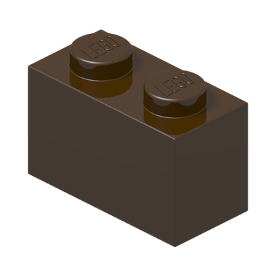 BRICK 1X2 · Dark Brown (réf. BrickLink Dark Brown)