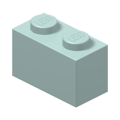 BRICK 1X2 · Aqua (réf. BrickLink Light Aqua)