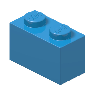 BRICK 1X2 · Dark Azur (réf. BrickLink Dark Azure)