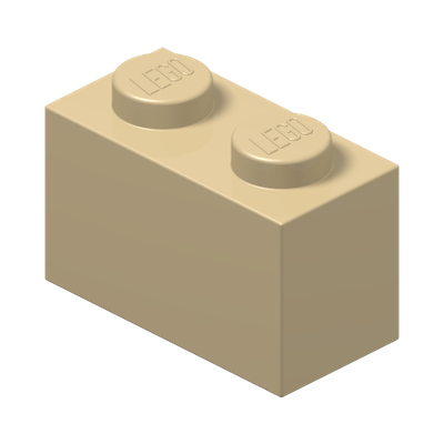 BRICK 1X2 · Brick Yellow (réf. BrickLink Tan)