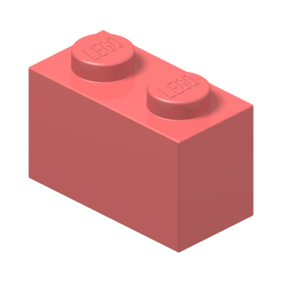 BRICK 1X2 · Vibrant Coral (réf. BrickLink Coral)