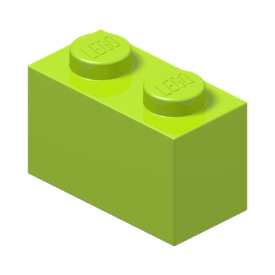 BRICK 1X2 · Bright Yellowish Green (réf. BrickLink Lime)