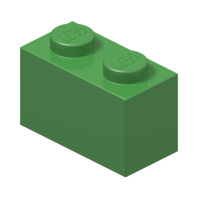 BRICK 1X2 · Bright Green (réf. BrickLink Bright Green)