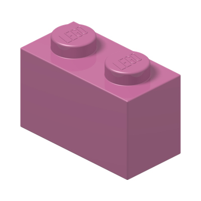 BRICK 1X2 · Bright Purple (réf. BrickLink Dark Pink)