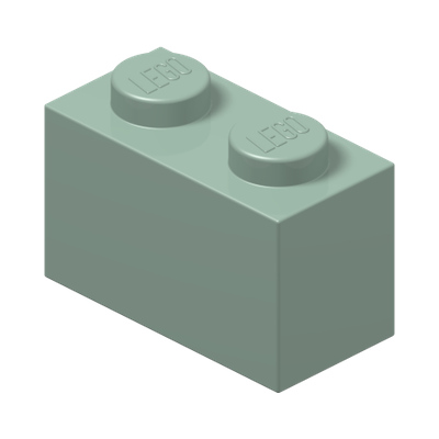 BRICK 1X2 · Sand Green (réf. BrickLink Sand Green)