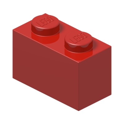 BRICK 1X2 · Bright Red (réf. BrickLink Red)
