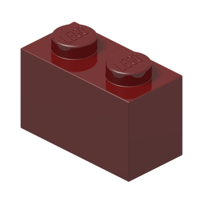 BRICK 1X2 · New Dark Red (réf. BrickLink Dark Red)